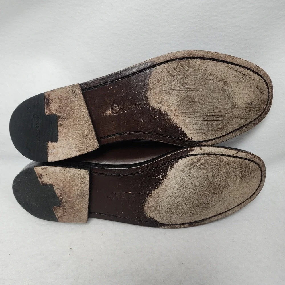 Cole Haan Pinch 03508 Mens US 8.5 D Loafers Brown Leather Tassel Slip On Shoes